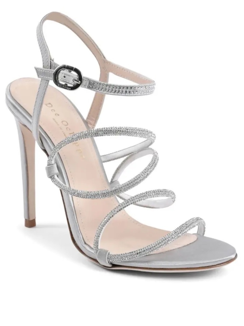 DEE OCLEPPO Strappy crystal Silver High Heel Sandal - Women